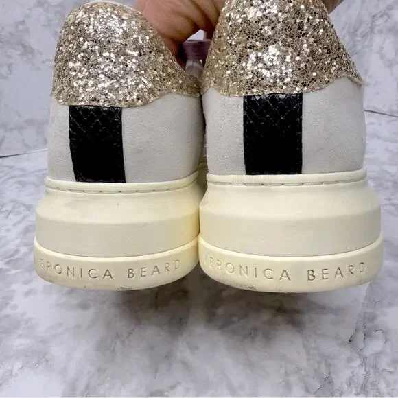 VERONICA BEARD Women's Sz 8 Geri Colorblock Leather & Suede Glitter Luxury Shoes